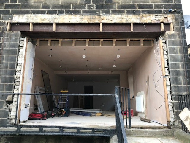 window removed from the front of the shop Feb 2018
